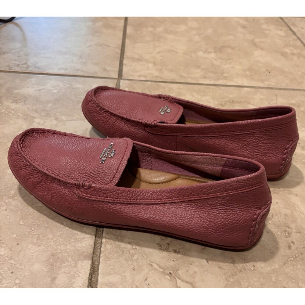 Coach Mary Lock Up Loafers Womens 9.5B Pink Pebbled Leather Slip On Flats - Picture 7 of 8